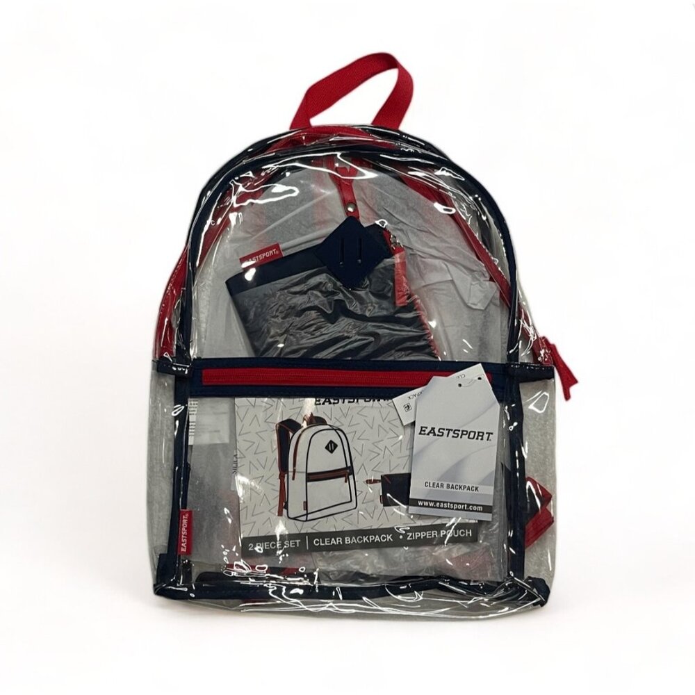 Eastsport Clear Backpack With Zipper Pouch Set - Multiple Colors, Pack of 4, New - Picture 9 of 16